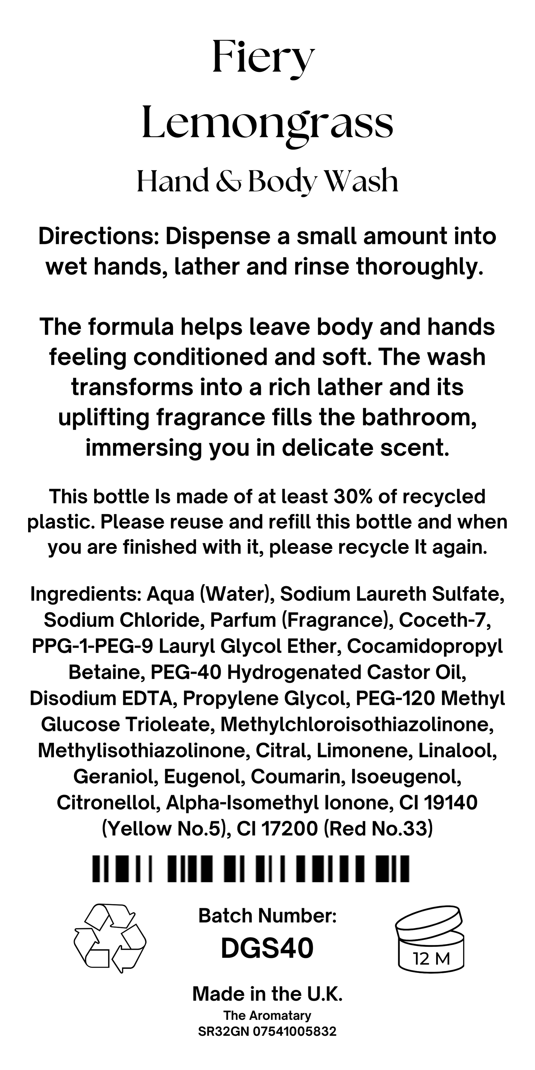Fiery Lemongrass - Wash and Lotion
